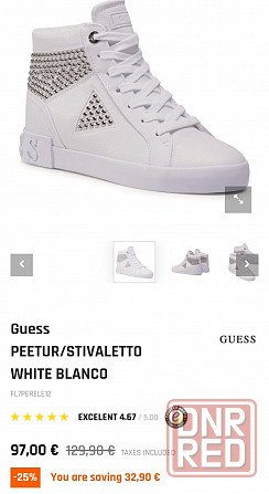GUESS оригинал. Новые кеды кроссовки сникерсы хайтопы белые 38 39 Запорожье - изображение 8