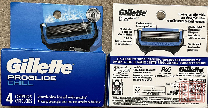 Оригинал США 100% Gillette 4шт, PROGLIDE SHIELD,Chill, лезвия, лосьон Запорожье - изображение 1