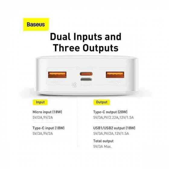 Павербанк Power bank Baseus Airpow Quick Charge 20000 mAh 20W White Запорожье