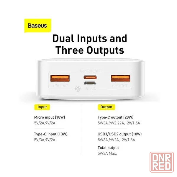 Павербанк Power bank Baseus Airpow Quick Charge 20000 mAh 20W White Запорожье - изображение 2