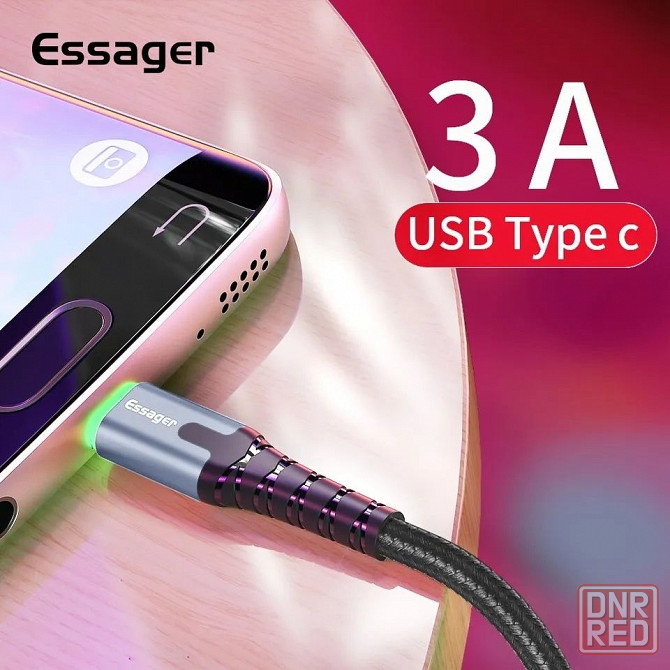 Акция Оригинал Essager 3 Ампера юсб на тайп си кабель с подсветкой Запорожье - изображение 6