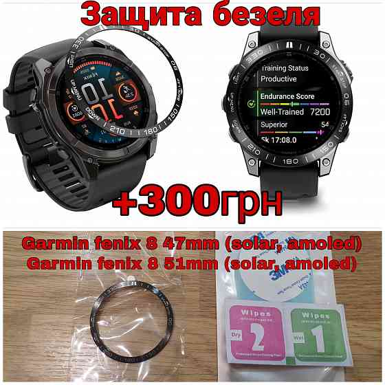 Garmin fenix 8 47мм,51мм Solar Amoled защита корпуса стекло + заглушка Запорожье