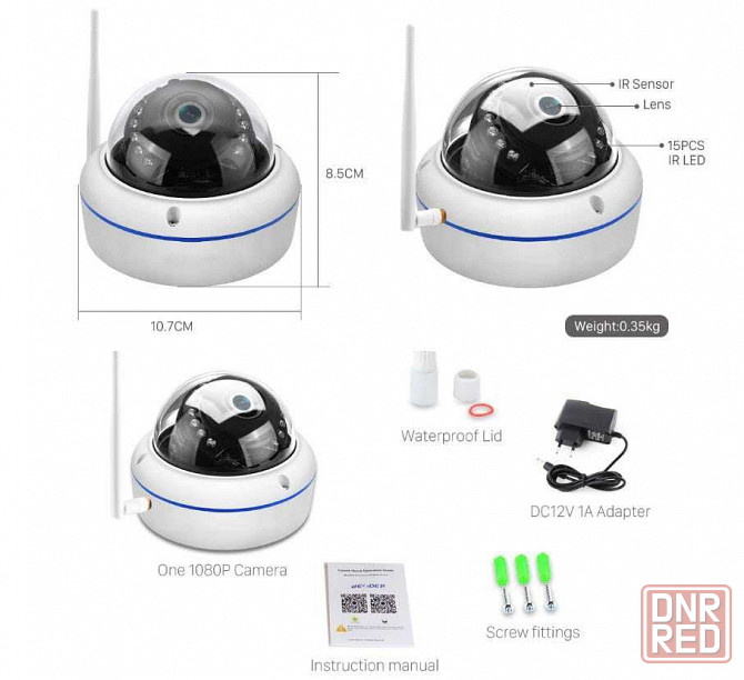 Беспроводная купольная IP камера 2MP WiFi ONVIF SmartHD IR iCSee/XMEye Запорожье - изображение 8