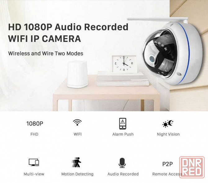 Беспроводная купольная IP камера 2MP WiFi ONVIF SmartHD IR iCSee/XMEye Запорожье - изображение 4