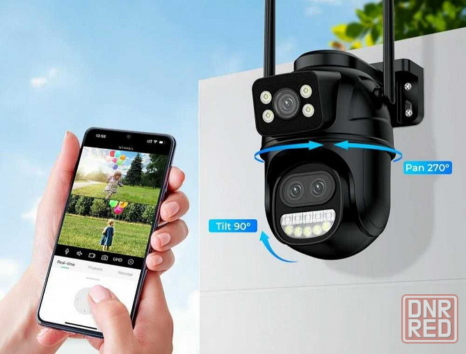 IP WIFI Камера 9МП ТРИ объектива 8х Zoom Видеонаблюдение Уличная Запорожье - изображение 2
