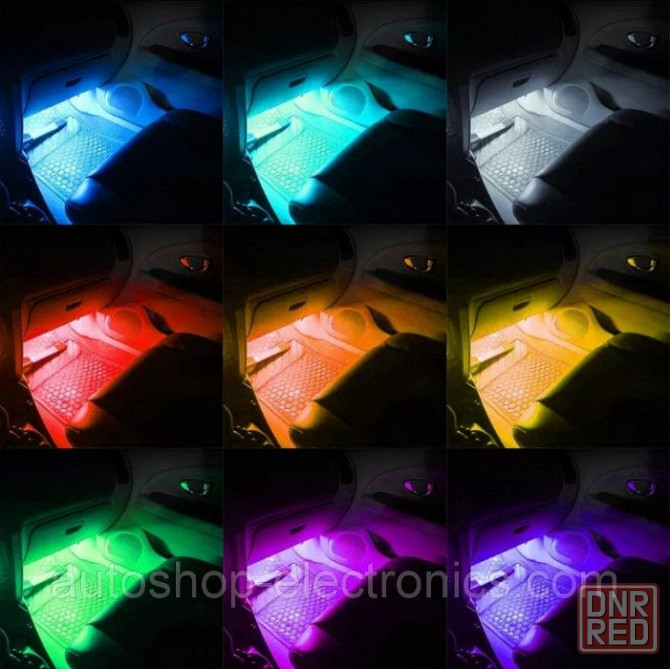 Светодиодная RGB 4х12 подсветка салона/ управление пульт или bluetooth Запорожье - изображение 5