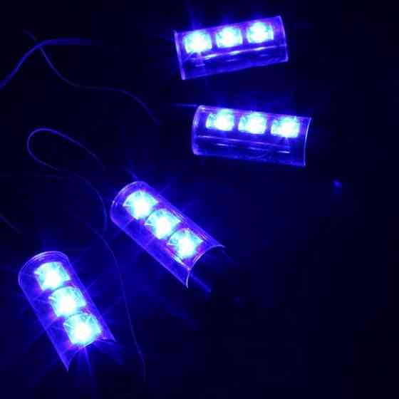 Светодиодная 4x3 LED подсветка салона автомобиля (СИНЯЯ) Запорожье
