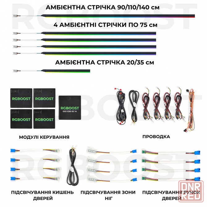Контурная подсветка салона Ambient Light в авто 6в1/18в1/42в1 RGB LED Запорожье - изображение 1