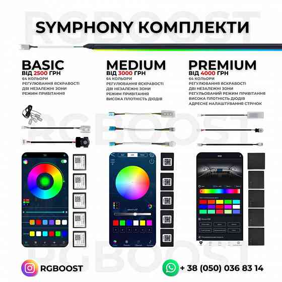 Контурная Ambient подсветка салона авто 6в1/18в1/24в1 RGB Symphony LED Запорожье
