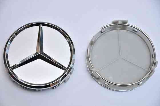 Колпачки/заглушки для дисков 75 mm Mercedes серебро и графит с хромом Запорожье