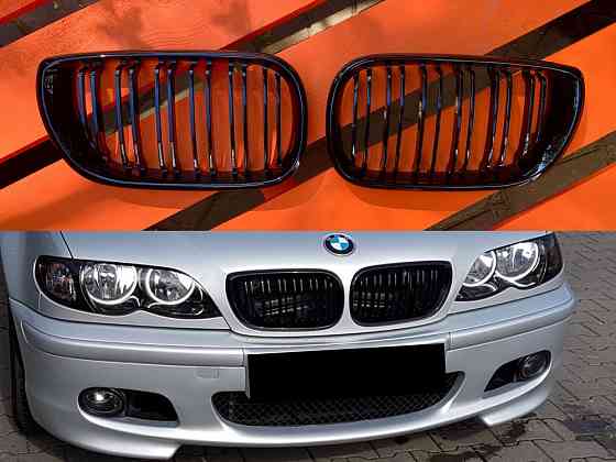 М решетка радиатора BMW Е46 ноздри c двойными ребрами черный глянец Запорожье