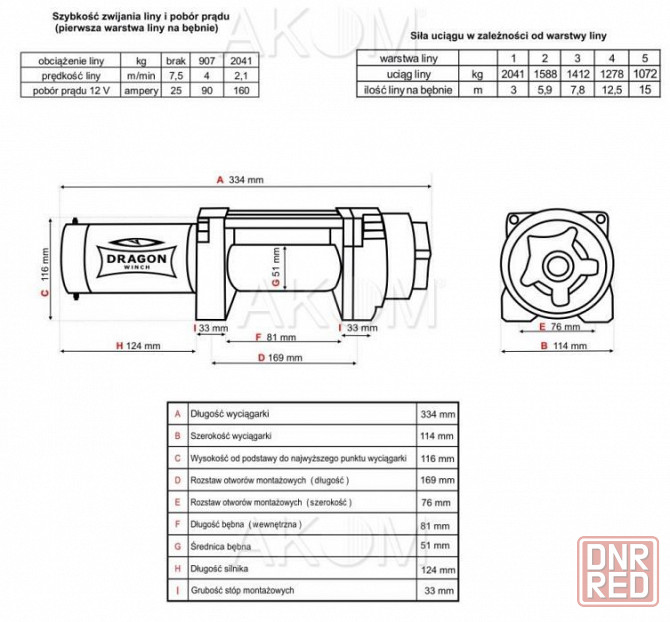 Лебедка Dragon Winch DWH 4500 HD Запорожье - изображение 3