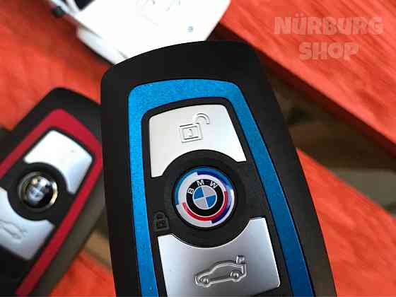 Алюминиевая эмблема на ключ BMW юбилейная черная черно-белая наклейка Запорожье