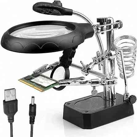 Третья рука MG16129c (ZD-126-3) держатель плат с подсветкой 220V, 10x Запорожье